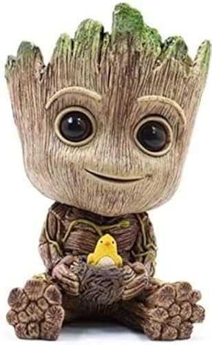 Generico Kraja I'm Baby Groot 4x3x3 Blumentopf für Pflanzen und Stifte aus dem klassischen Film, heißt Io Bin Groot, ideal für Innen- und Außenbereich, Größe 12 x 10 x 14 cm, Farbe Grün