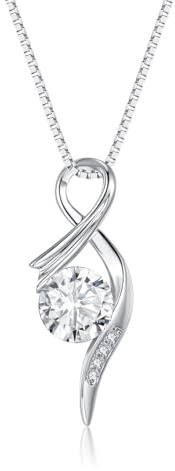 Loutade Silber Halskette Damen 925 mit Anhänger, Sterling Silber Halskette | 45+5cm Silberkette mit AAAAA Cubic Zirkonia Anhänger, Liebe Geschenke für Sie Frauen Mädchen zum Geburtstag Weihnachten