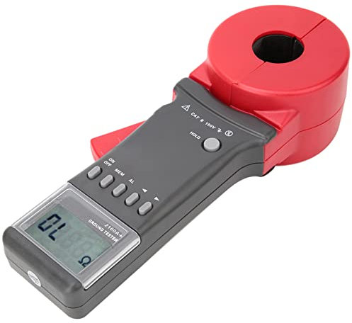 Digital Tester Clamp On Ground Earth Ohm Meter, Sturdy and Easy to Use High Accuracy Fast Measurement with Warning Light, Long Battery Life, 0.01,200Ω Range, Self,Test, Anti