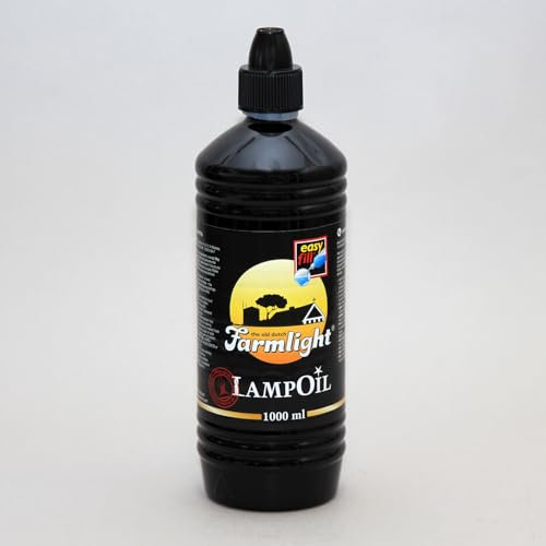 Smokeless and Odourless Premium Dutch Lamp Oil with Intergrated Easy Pour Funnel - Clear Candle Oil - 1 Litre Bottle. Spill- Free Design Bottle.