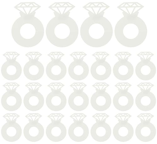 PATIKIL Diamond Ring Wine Glass Markers, 25 Pcs Paper Ring Drink Tags Cocktail Champagne Name Tag for Wedding Birthday Party Restaurant, Beige
