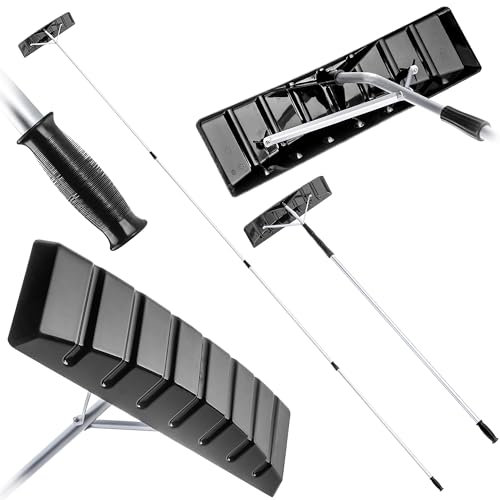 KADAX Rastrello da Neve per Tetto, Pala da Neve con Manico Telescopico in Alluminio, Ideale per la Rimozione Sicura di Neve da Tetti Inclini (205-640 cm)