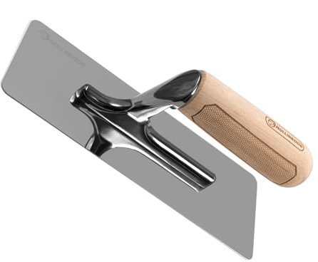 ROLLINGDOG Cazzuola veneziana 240 mm x 90 mm, lama in acciaio inox 420 lucidato a specchio, manico ergonomico in faggio per finitura decorativa e lucidatura