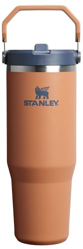 Stanley IceFlow 2.0 - Vaso con popote abatible con asa, 887 ml, tapa giratoria y popote abatible, botella de agua resistente a fugas, acero inoxidable aislado, sin BPA, tostada