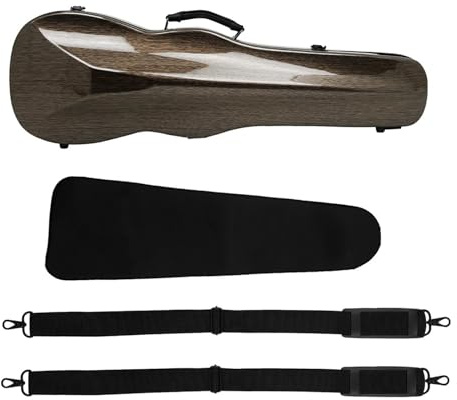 Geigenkasten Tragbare 4/4 Violine Fall Carbon Faser Dreieck Box Violine Box Rucksack Doppel Schulter Gurt Dreieck Fall Mit Hygrometer Für den Schutz von Geigen(Brown)