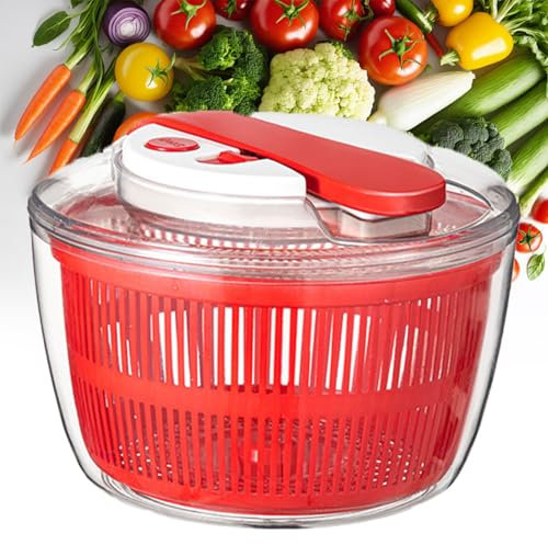 Salad Spinner Vegetable and Fruit Dryer 3.9 Qt with Drain Basket & Bowl, Double Layer Separation Design for Easy Drying of Salad Greens and Vegetables