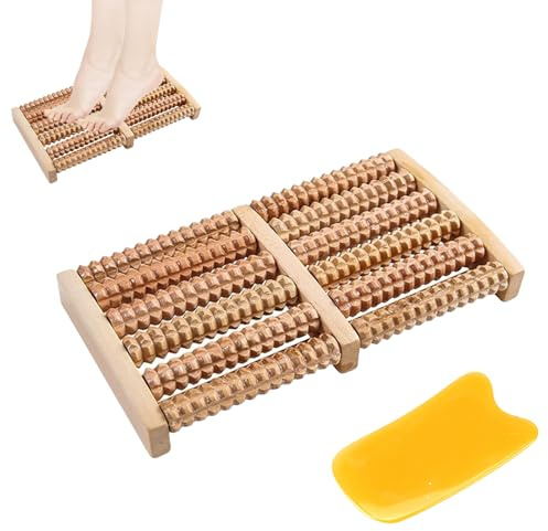 Lonwiner Fußmassageroller Holz, Fussmassagegerät Faszienrolle Fuß Fußmassageroller Massageroller, Protokollfarbe (groß, 6 Rollen)
