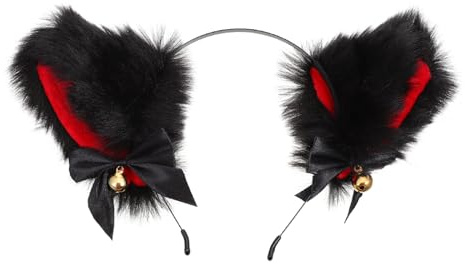 Diadema Orejas de Animal Negra de Tela para Fiesta Cosplay