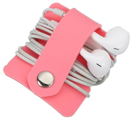 sourcing map Earbuds Holder Case, Earphone Wrap Headphone Case Cord Manager Cable Organizer Winder, Pink