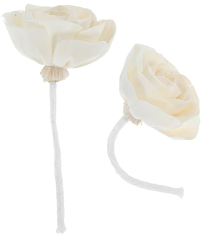 TOPPERFUN 2 Pièces Fleurs Artificielles Coton avec Mèche pour Bureau et Chambre Beige