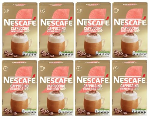 NESCAFÉ Cappuccino Unsweetened Instant Coffee Sachets x7 (Pack of 8, Total 56 Sachets)