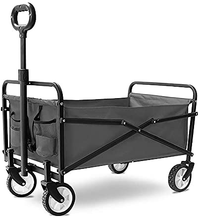 Chariot de jardin robuste à 4 roues - Chariot utilitaire portable pour camping, plage et photographie - Capacité de charge de 60 kg - Design robuste pour un transport facile