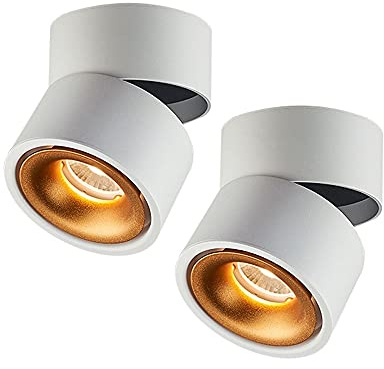 IUokLU Focos de Techo LED Modernos Ajustables de Aluminio para Sala de Estar y Cocina con Montaje en Superficie lámparas de Pared giratorias Color Negro 6000K,Blanco+oro-4000k