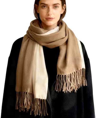 VerLuky Schal Damen Winter, Reversibel Kaschmir Schal Tücher, Wendbarer Winterschal Langer Großer Wärmeschal mit Quaste, Modeschal Kaschmirschal Damen, Winter Geschenk für Damen