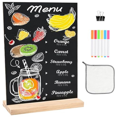 15x20CM Schiefertafel zum Beschriften Kleine Tafel | Aufsteller Schiefertafel zum Beschriften, Kreidetafel Klein mit 6 Stifte und Tafelwischer für Preisschilder Buffettisch Party
