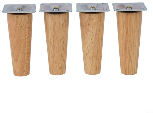 Honseadek Juego de 4 patas de madera natural de repuesto para muebles, perfectas para sofás, mesas de café, aparadores con accesorios (rectas, 10 cm)