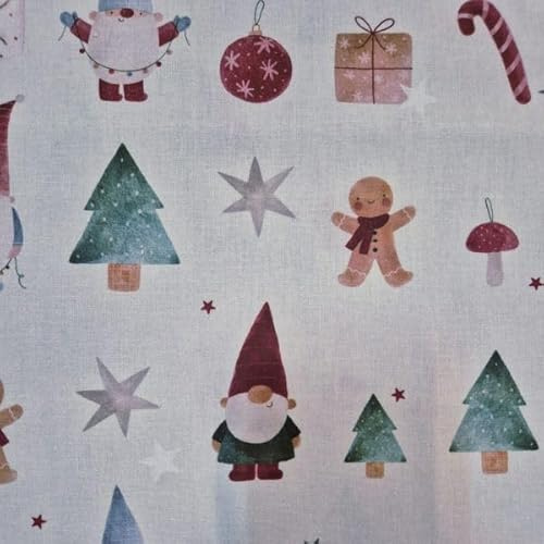 Baumwollstoff Weihnachten Wichtel & Lebkuchen – Kinderstoff Xmas Deko, Nähstoff, Patchwork, Nähen, DIY, Deko, Geschenkverpackung, Weihnachtsstoff Baumwolle weihnachlich Meterware