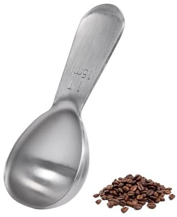 Doosu Cucharón para café molido, acero inoxidable 18/8, 1-cucharada/15ml | Cuchara medidora metálica pequeña alimentaria 1 cucharada, mango corto, para granos, té, proteína en polvo, café espresso