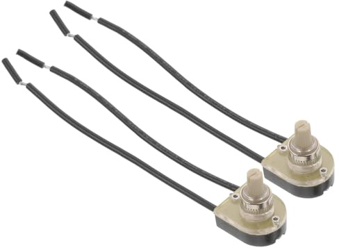 Angoily Interruptor Giratorio de Perilla Doble Cable para Lámpara de Escritorio, Conmutador de Botón 360° Rotación, Suministros Eléctricos para Iluminación Sobremesa, Pack 2 Unidades