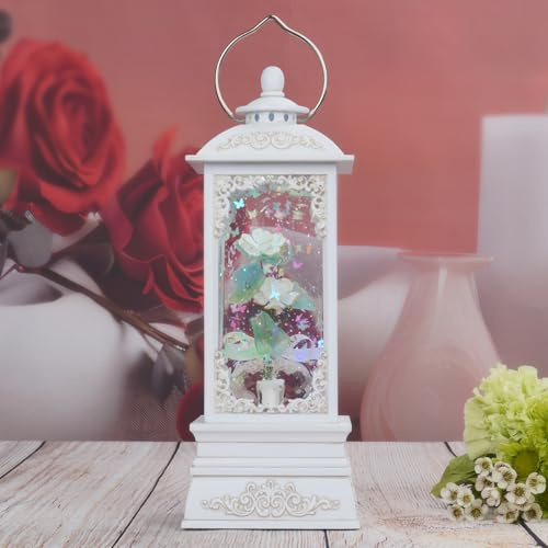 Gifts for Mom from Daughter Son, Birthday Gifts for Women, Crystal Flower Lantern with Music & 6H Timer, USB & 3AA Battery Powered, Forever Flower Snow Globe for Mom Grandma Decorations (Water Lily)