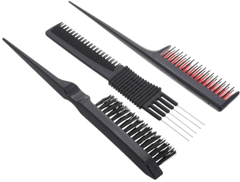 NUOBESTY Pettini per Chioma Impugnatura Comoda Set di 3 in Plastica Abs per Styling e Gestione dei Chioma a Casa o Feste, per Uomo e Donna