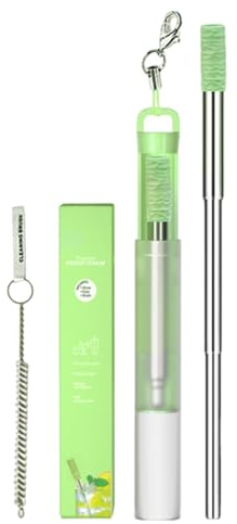 Pailles réutilisables, pailles pliables en acier inoxydable pliables en métal en acier inoxydable | Ensemble de télescopiques de poche portables pour