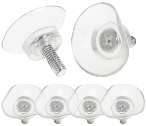 HOOWIFFY Lot de 6 Ventouses Transparentes en Pvc avec Vis, Ø 6 Cm X 13 Mm, Fixation pour Meubles en Verre, Protection Table, Ventouse Anti-collision Polyvalente pour Organisation Maison
