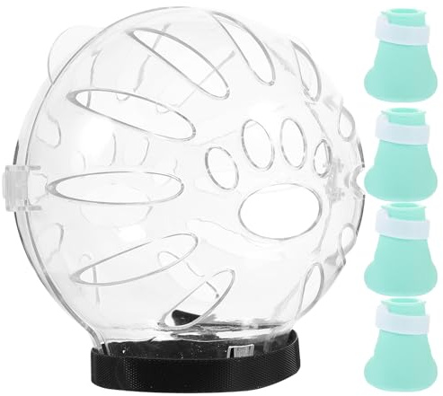 KOCKSHION Casco Transparente 1 Set con Protector de Garras para Gato Silicona Transpirable Multifuncional, Adecuado para Proteger y Evitar Lamidos en Mascotas y Gatitos