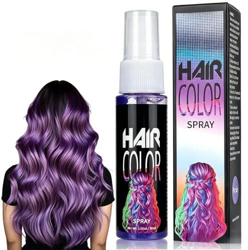 Purple Hair Dye Temporary Hair Colour Spray, Washable & Easy Wash Out, Unisex Instant Hairstyling Spray for Festivals, Parties & Daily Looks, Gentle Quick-Dry Temporary Hair Colouring