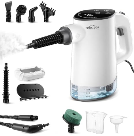 Handheld Steam Cleaner, 1200W Powerful Multipurpose Steamer for Cleaning | 15s Heat-up, 14.9ft Power Cord, Safety Lock with 12 Accessories, Chemical-Free Deep Cleaning for Home, Floors, Grout, Tiles