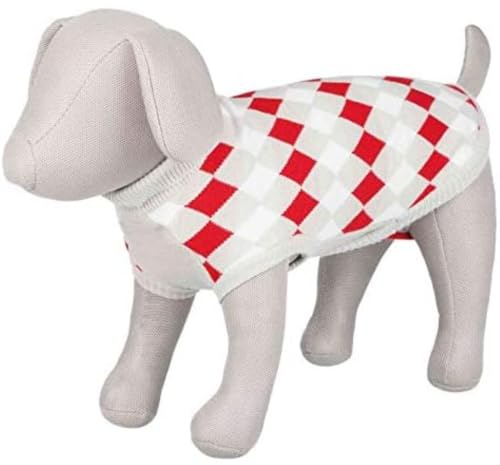 Trixie Pullover Hundebekleidung Haustiere - Pullover Weste Pullover Mantel Große Hund Kleine Mittlere Hunde Zubehör Pollin/Weiß Grau Rot Größe M 45 cm