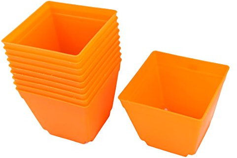 sourcing map Maceta Cubeta Cubo Hueco De Plástico En Forma Cuadradas con Soporte para La Oficina Hogar Hoteles De 4 X 4 Pulgada 10 Piezas Naranja
