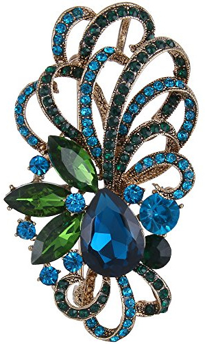 EVER FAITH Österreichische Kristall Art Deco Floral Braut Anhänger Brosche
