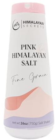 Himalayan Secrets Natural Pink Salt - Cooking Salt, Fine Grain Gourmet Salt, Kosher Certified, Pure Flavor, Healthy, No Additives, Rich in Minerals (26 oz Refillable Shaker)