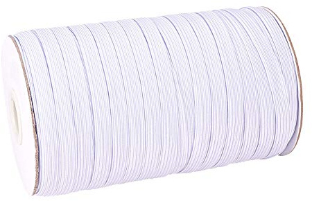 PandaHall Environ 100 Yards 8 mm Cordon élastique Plat Bande élastique en Tricot Extensible épais pour Vêtements, Chaussures, Ceinture, Fournitures de Couture, Blanc