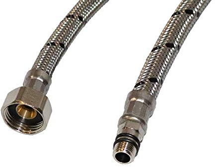 Aumix x2 (Pair) M10 (10mm) x ½” inch BSP 9mm Bore 500mm Flexible Braided Pipe Bathroom Basin Monobloc Mixer Tap Connector Hose WRAS Approved