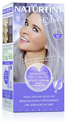 Naturtint Permanent Hair Colour Gel Silver Grey, Plant Enriched, Biobased, Ammonia Free, Long Lasting Grey Coverage and Radiant Colour, Nourishment and Protection