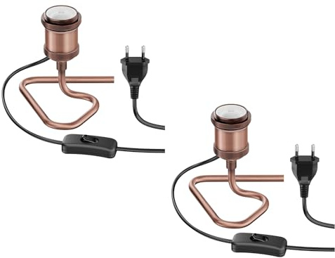 ledscom.de 2x Tischlampe RETRA, Schalter, bronze, 1x E27 max. 60W