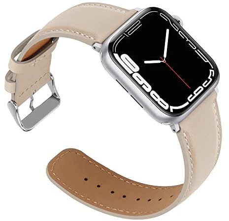 Anlinser Lederband Kompatibel mit Apple Watch Armband 42mm 41mm 40mm 38mm, Ersatzbänder für Damen Herren Kompatibel mit iWatch Serie 11 10 9 8 7 6 5 4-1 SE (Polarstern)