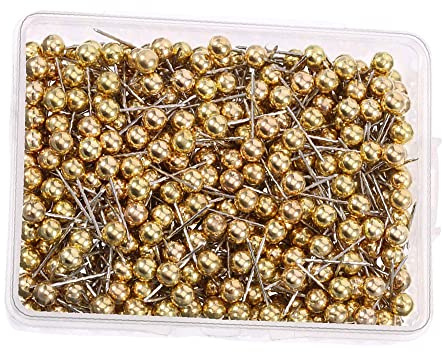 200 st runda plasthuvuden tryckstift huvud tryckstift karta tacks ritstift kartnålar för pinboard tumstift (KC guld)