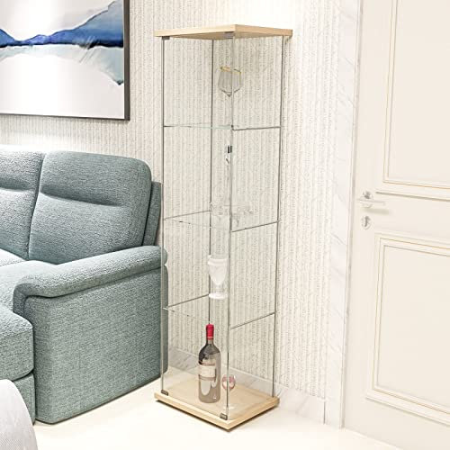 HUMNZR Glasvitrine mit 4 Glasböden aus ;perfekt für Sammler,Wood