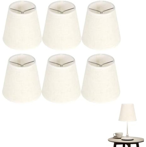 Clip auf Lampenschirmen, 6Pcs kleine Lampenschirm Clip auf Birne Kronleuchter Schatten Kerze Lampenschirme Creme Deckenleuchte Hängeleuchte Lampenschirme Kronleuchter Lichtabdeckungen
