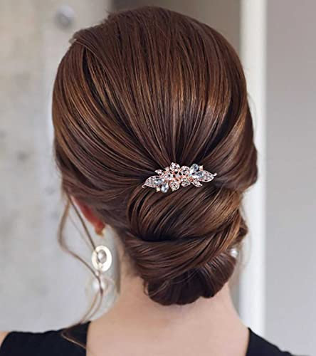 Wendalern Braut Haarspange Barrette Kristall Hochzeit Kopfbedeckungen Gold Kristall Haarspange Strass Braut Kopfbedeckungen Hochzeit Haarschmuck Für Frauen Und Mädchen