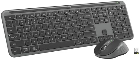 Logitech MK955 Signature Slim Wireless Keyboard and Mouse Combo, for Larger Hands, Quiet Typing and Clicking, Switch Across Three Devices, Bluetooth, Multi-OS, for Windows and Mac
