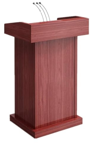 SAAKO Stehpult Rednerpulte, moderner Podiumsständer aus Holz mit offenem Stauraum, Lehrerpodien, 60 x 45 x 110 cm, Konferenztisch, Hotel-Willkommenspodien fortschrittlich
