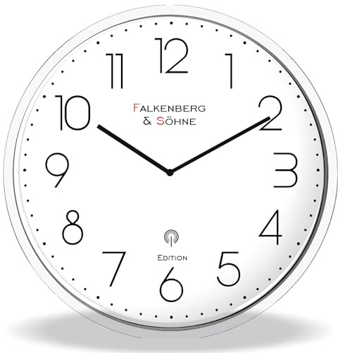 Falkenberg & Söhne Funkwanduhr 30 cm Geräuschlos kein Ticken Wanduhr Thermometer Hygrometer (4-MV2622-1)