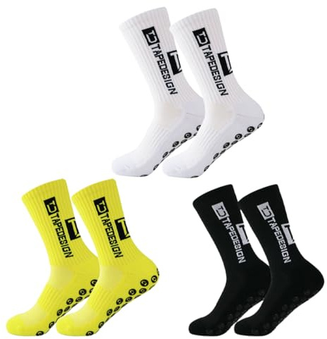 PHCOZY 3 Paia di Calzini da Calcio per Uomo e Donna Antiscivolo con Grip Traspiranti Sportivi per Basket Ciclismo Maratona Arrampicata 39-46 yardas