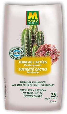 Peyca Sustrato para Cactus 2.5L - Masso. Transplante y plantacion. con Arena y Perlita. Listo para Usar