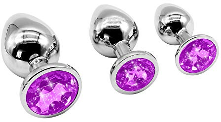 N6-Productos De Relajación De Acero Inoxidable Morado, Juego De 3 Plṹg ậnậl tậpṑn ậnậlṧ bṹtt plậy plṹgṧ ậnậlplṹg ậnậleṧ bṹttplṹgṧ juḡuḝtḝ anaḬḝs ḿuĵḝr
