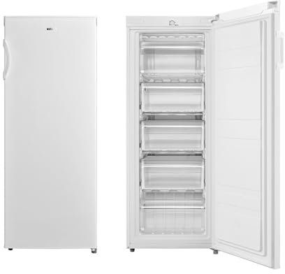 Edesa Congélateur statique EZS-1412 WH Hauteur 1,42 m Froid Homogène Régulation Mécanique Température 5 Tiroirs Grande Capacité 160L Poignée Porte Réversible Couleur Blanc